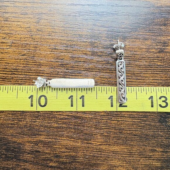 VTG Solid Sterling Silver 925 Scroll Design Dangle Earrings Size 1.5" Length - Picture 10 of 12